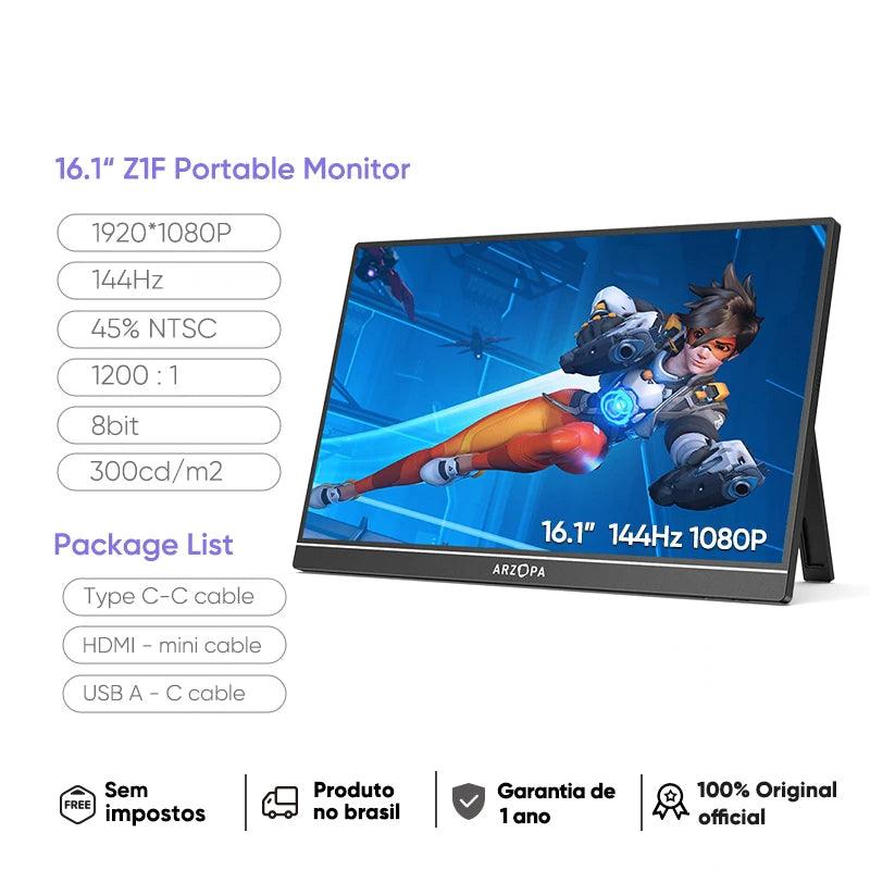 Monitor Portátil Arzopa 16.1'' 144hz 1080p FHD