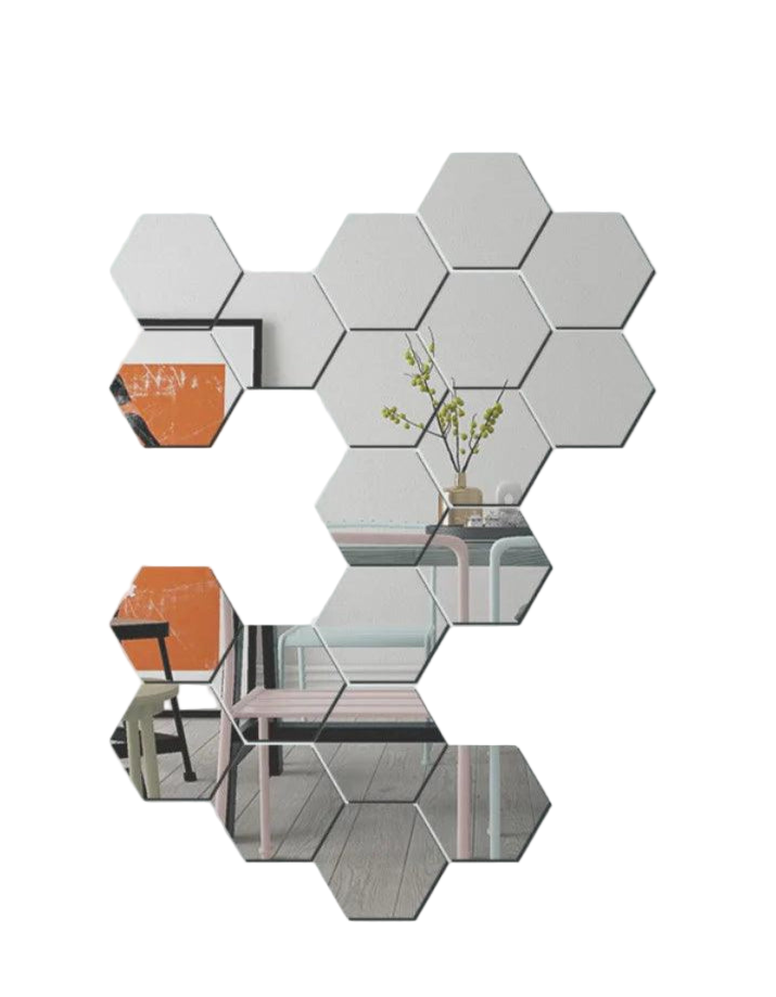 Espelho Hexagonal decoração adesivo vidro