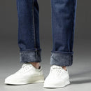 Inverno Masculino Quente - Calça masculina jeans de lã elástica quente