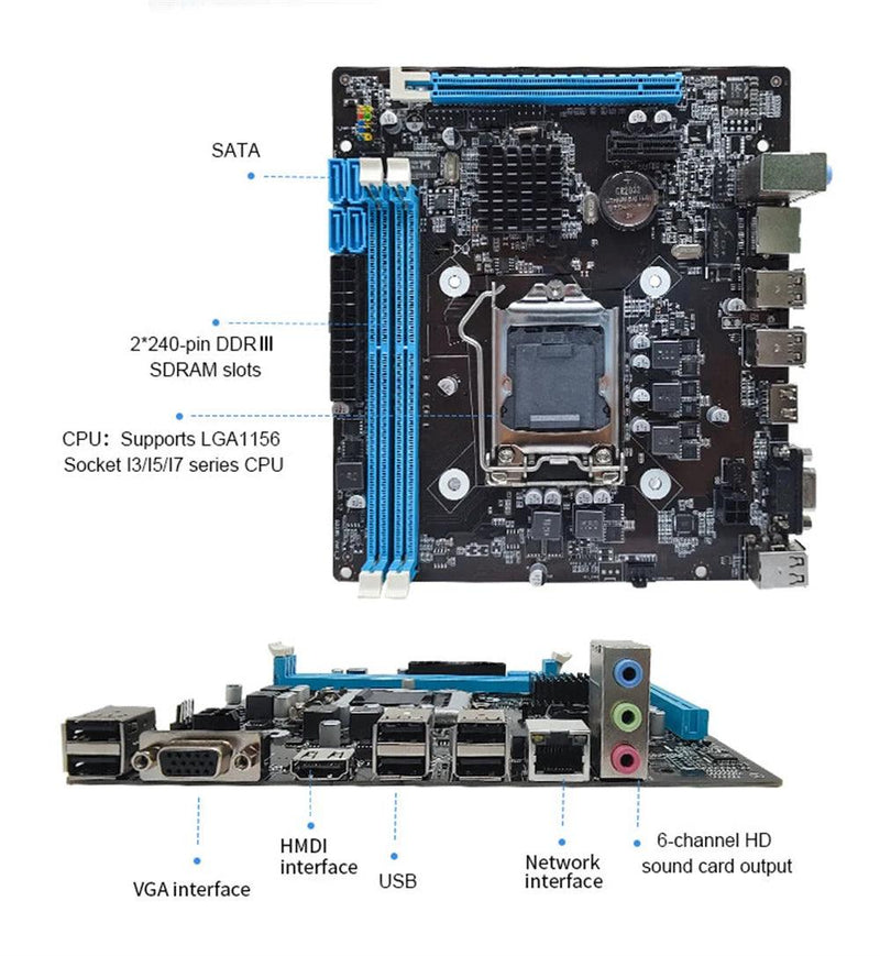 Placa-mãe H55 para computador PC, Memória DDR3 LGA 1156 para Intel