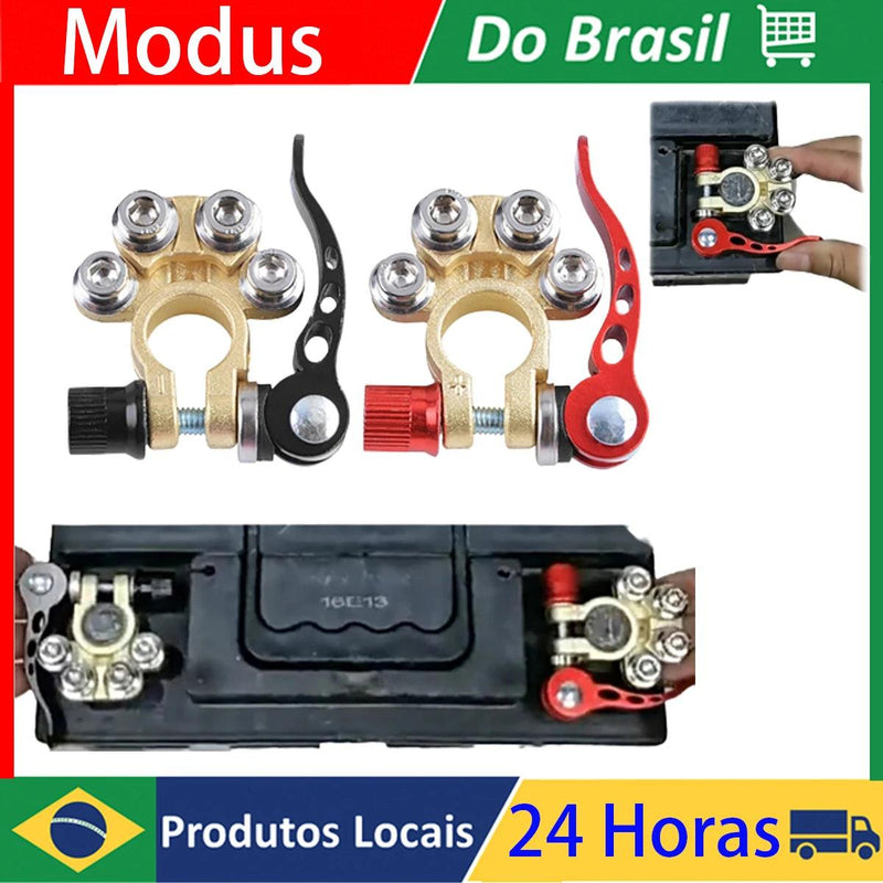 Automotivo Car Top Post Terminais de bateria, Braçadeira de cabo de fio, Positivo e Negativo Conectores, 12V, 24V, 1 Par