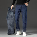 Inverno Masculino Quente - Calça masculina jeans de lã elástica quente