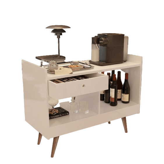 Barra aparador com abertura gaveta madeira