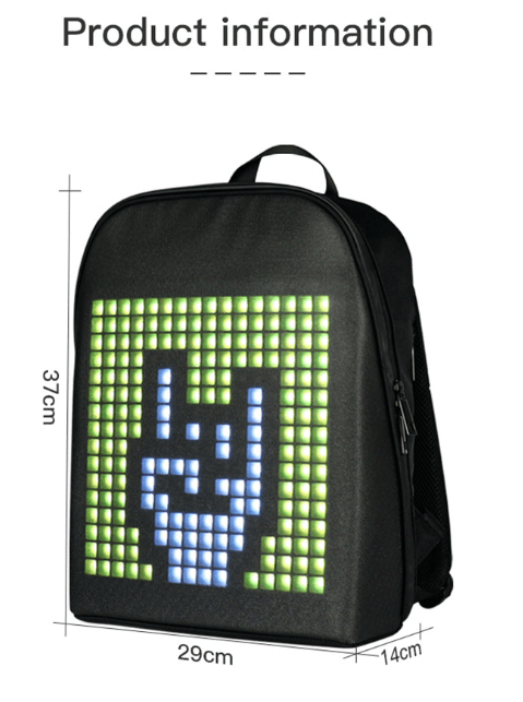 Mochila dinâmica com display LED inteligente/ à prova d'água