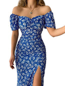 Vestido de festa com estampa floral